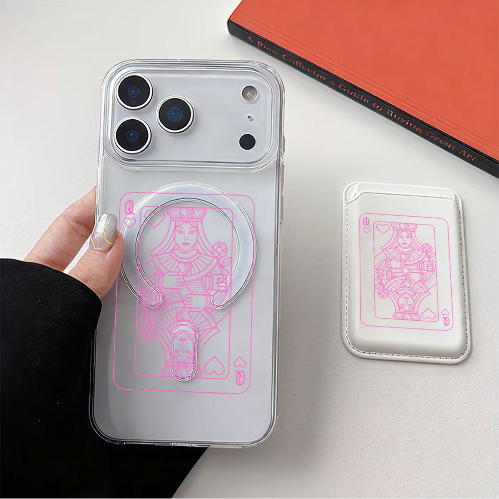 Poker Pattern For Magsafe wallet Magnetic Card holder Phone Case For iPhone 16 13 16 15 12 14 17 Pro Max Case 16E 15 Plus Cover