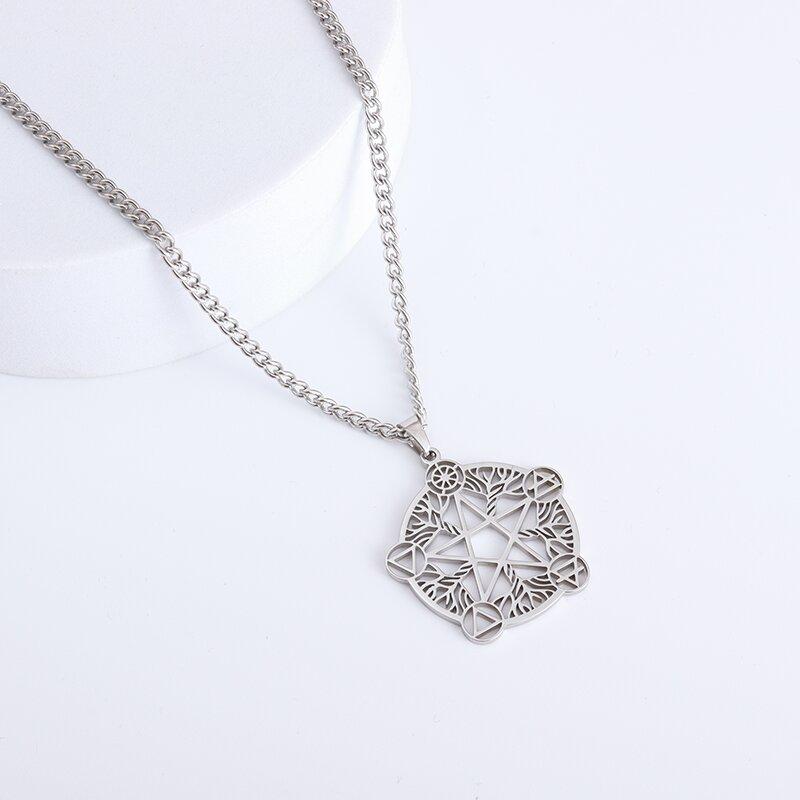 Stainless Steel 7 Archangel Seal Necklace Men's Solomon Kabbalah Seal Pendant Supernatural Protection Amulet Magical Jewelry