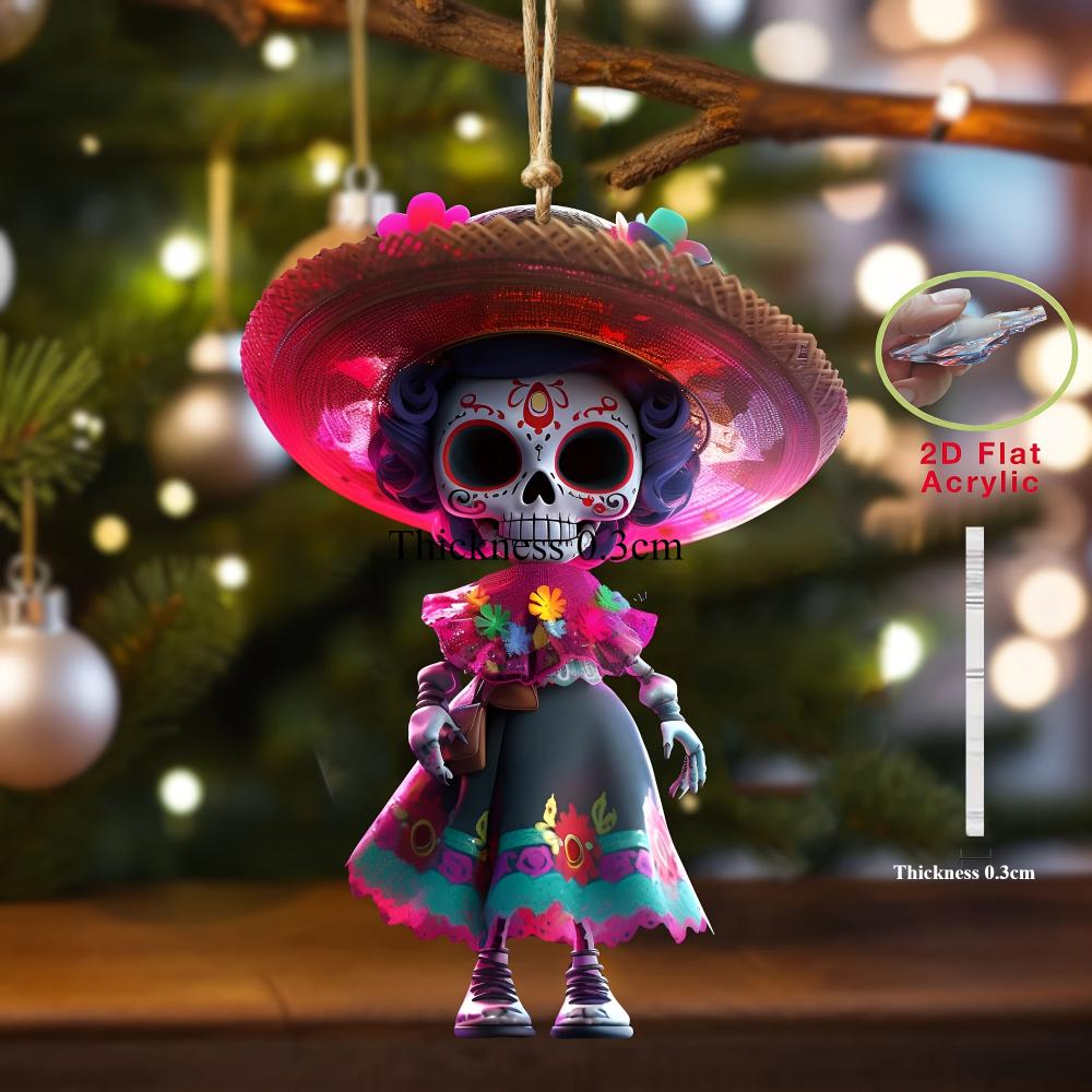 2D Flat Acrylic Pendant Mexican Doll Holiday Ornaments Perfect for Christmas,Carnival,New Year, Halloween - Holiday Home, Office and Party Decorations