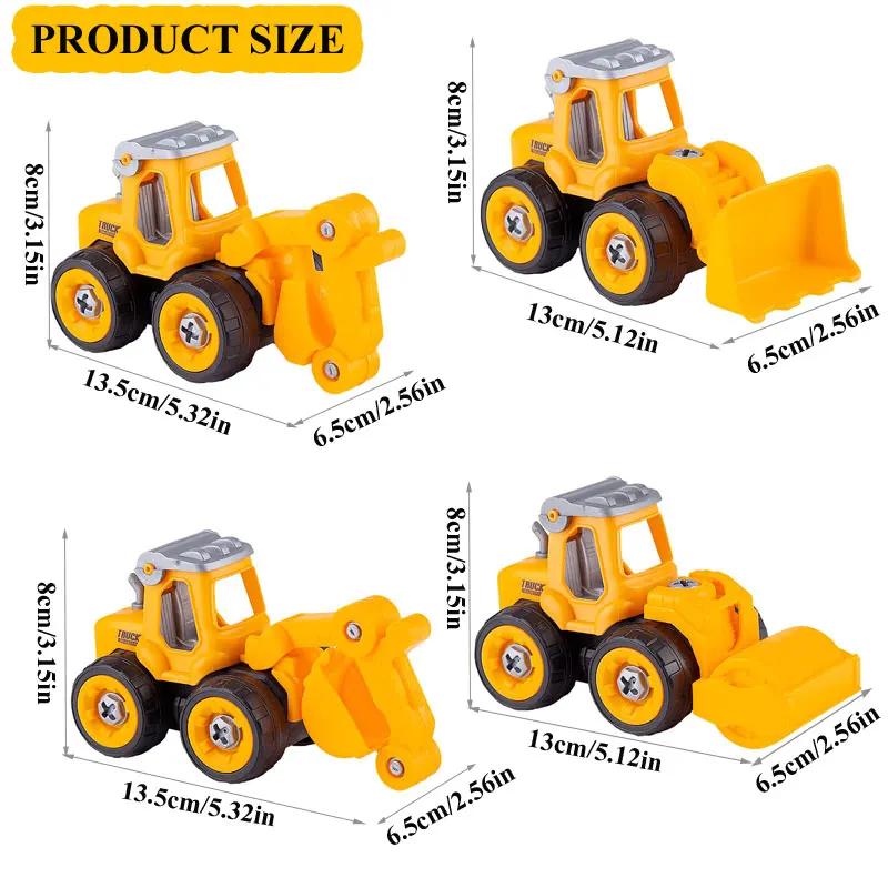 Toddler DIY Construction Truck Toy Set Kids Take-Apart Engineering Car with Screwdriver Tool Educational Building Excavator