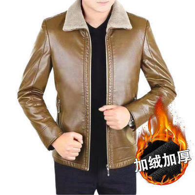 Haining leather jacket men's sheepskin winter fur integrated jacket middle-aged leather jacket dad wear leak clearance