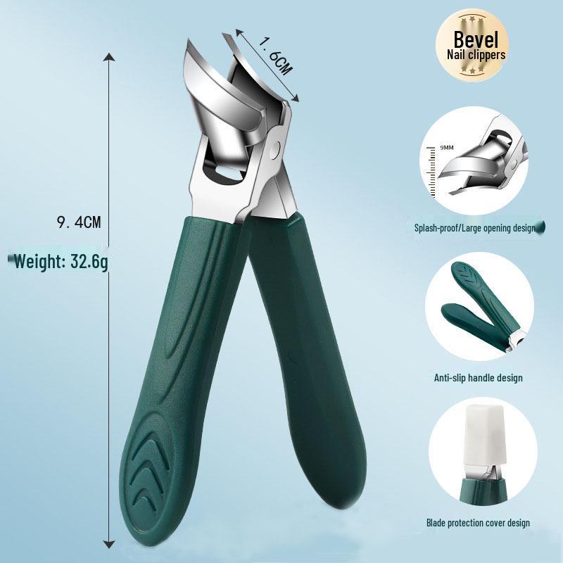 Large Anti-Splash Angled Nail Clippers for Thick Toenails - Beak Shape Design