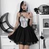 Gothic Lolita Spider Web Lace Patchwork Dress Y2K High Waist Mini Club Party Dresses