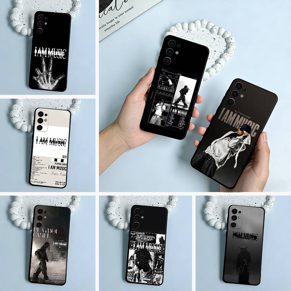 I AM MUSIC (Playboi Carti) Black Soft Silicone Phone Case for Samsung S25, S24, S21, S22, S23, S30, Ultra, S20, Plus, FE, Lite