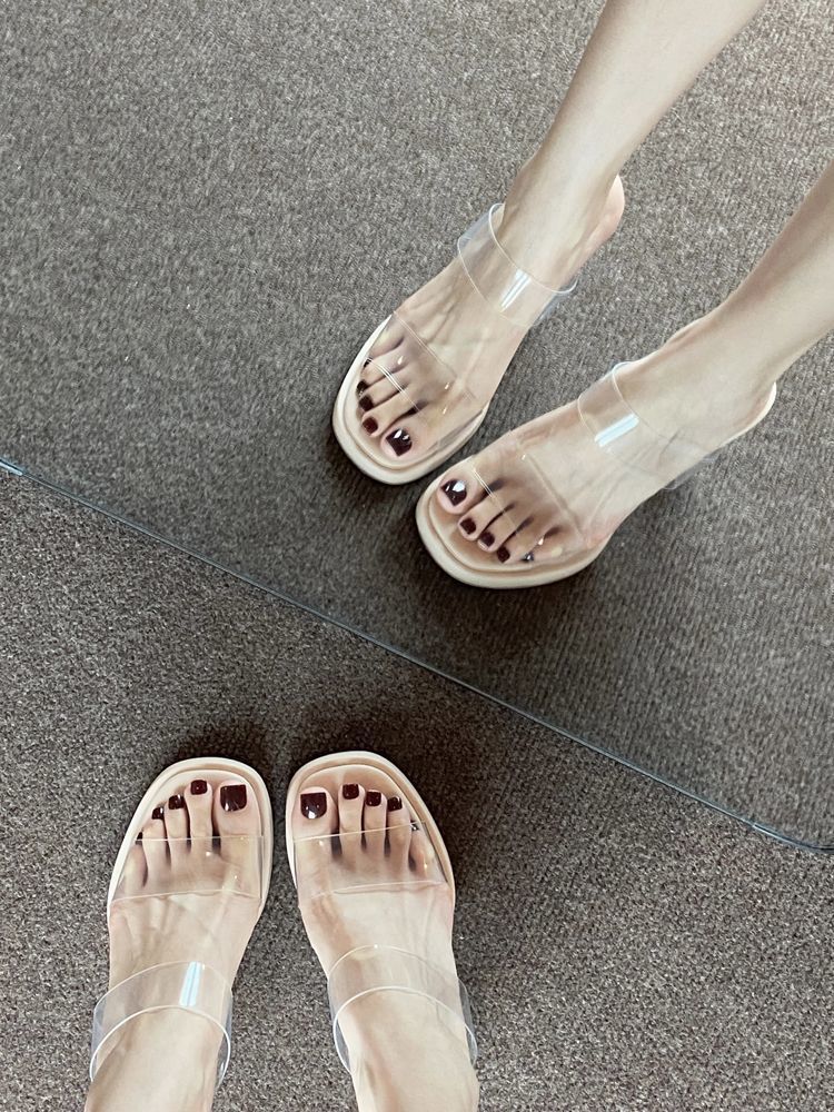 Summer high-heeled sandals fairy casual waterproof table slippers evening wind Korean version outside sandals