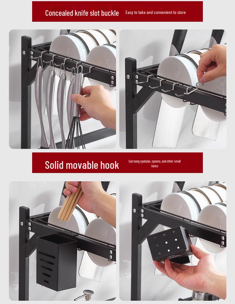 Multifunctional Kitchen Sink Organizer: Drying Rack for Dishes, Utensils, and Knife Holder