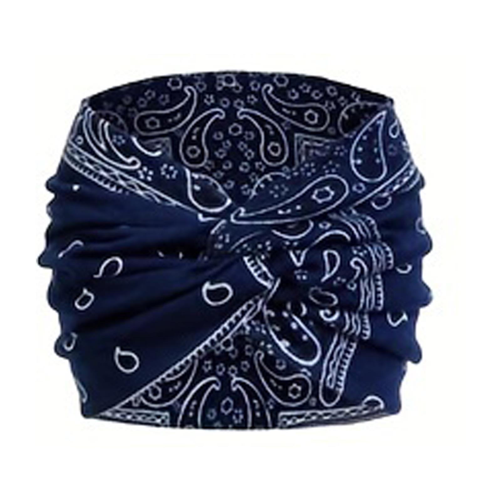 

European Floral Cashew Sports Headband: Women s Elastic, Sweat-Absorbent, Yoga, Fitness & Hip Hop Headscarf темно-синього кольору