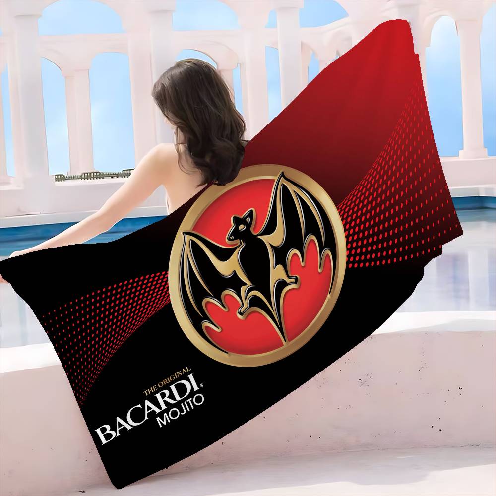 B-Bacardi Rum Vampirfledermaus Mikrofaser Decke Schnelltrocknend Strandtücher Übergröße Druck Super Saugfähig Pooltuch Decke