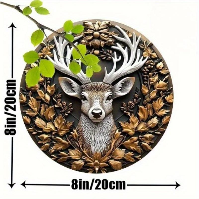 

2d Плоский 20*20см, Чарівний Олень, Дерев яне Настінне Мистецтво, Кругла Дерев яна Табличка, для Дому, Кухні, Саду, Спальні, Бару та Декору для Вечірок. 20x20cm