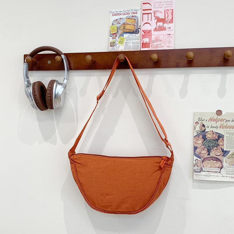 Solid Color Dumpling Bag Women's New Trendy Dumpling Bag Lightweight Shoulder Canvas Bag Satchel Bag Underarm Bag