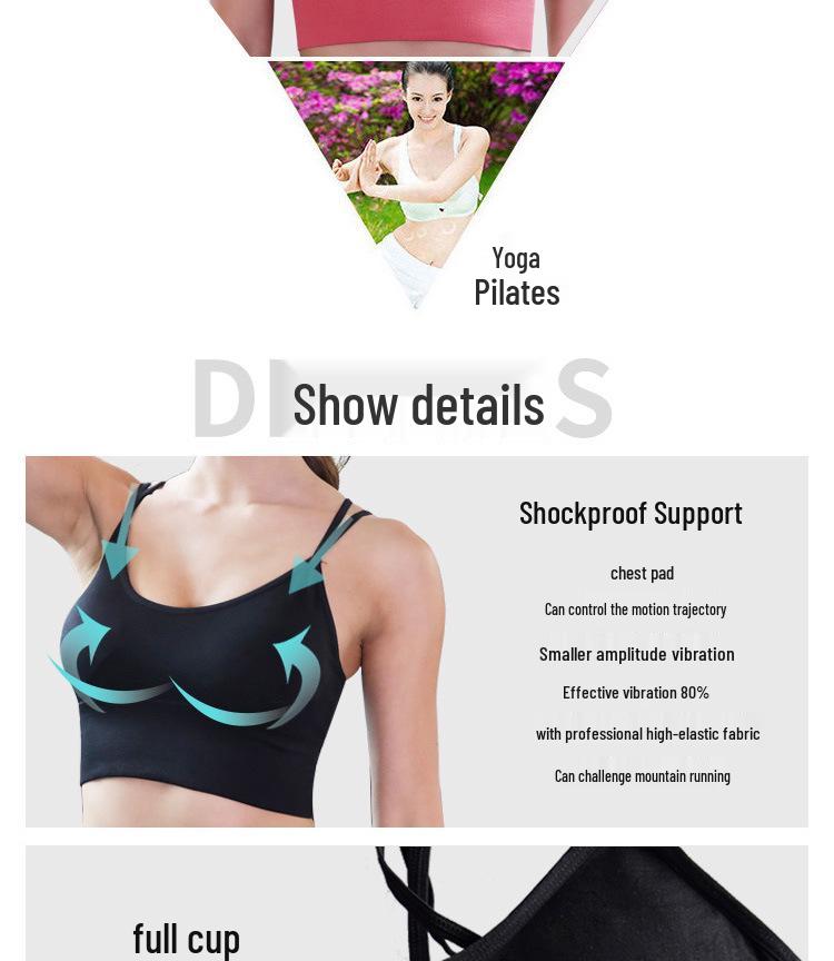European & American Quick-Dry Cross Back Shockproof Wire-Free Plus Size Yoga Sports Bra for Women
