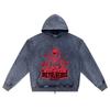 DTG print Knitted Denim Zip-Up Hoodie Metalheads Brother Print Zipper Hoodies  