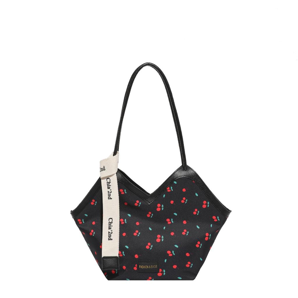 Damska torba na ramię typu tote z nadrukiem i kokardą, duża pojemność, kolekcja Jesień/Zima 2025
