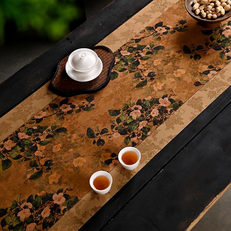 Tea Mat Waterproof and Non-slip Tea Mat Light Luxury High-end Handmade Zen Table Flag New Chinese Table Fabric Tea Flag