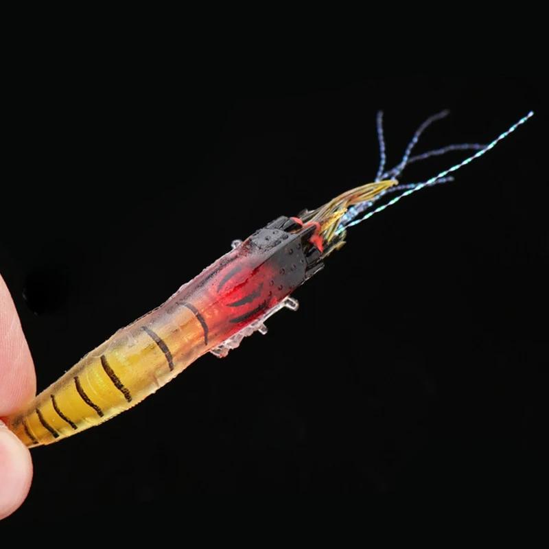1 Stück Leuchtende Weiche Angelköder Gefälschte Garnele Schwimmender Geformter Köder Bionische Künstliche Garnele mit Haken Angelausrüstung