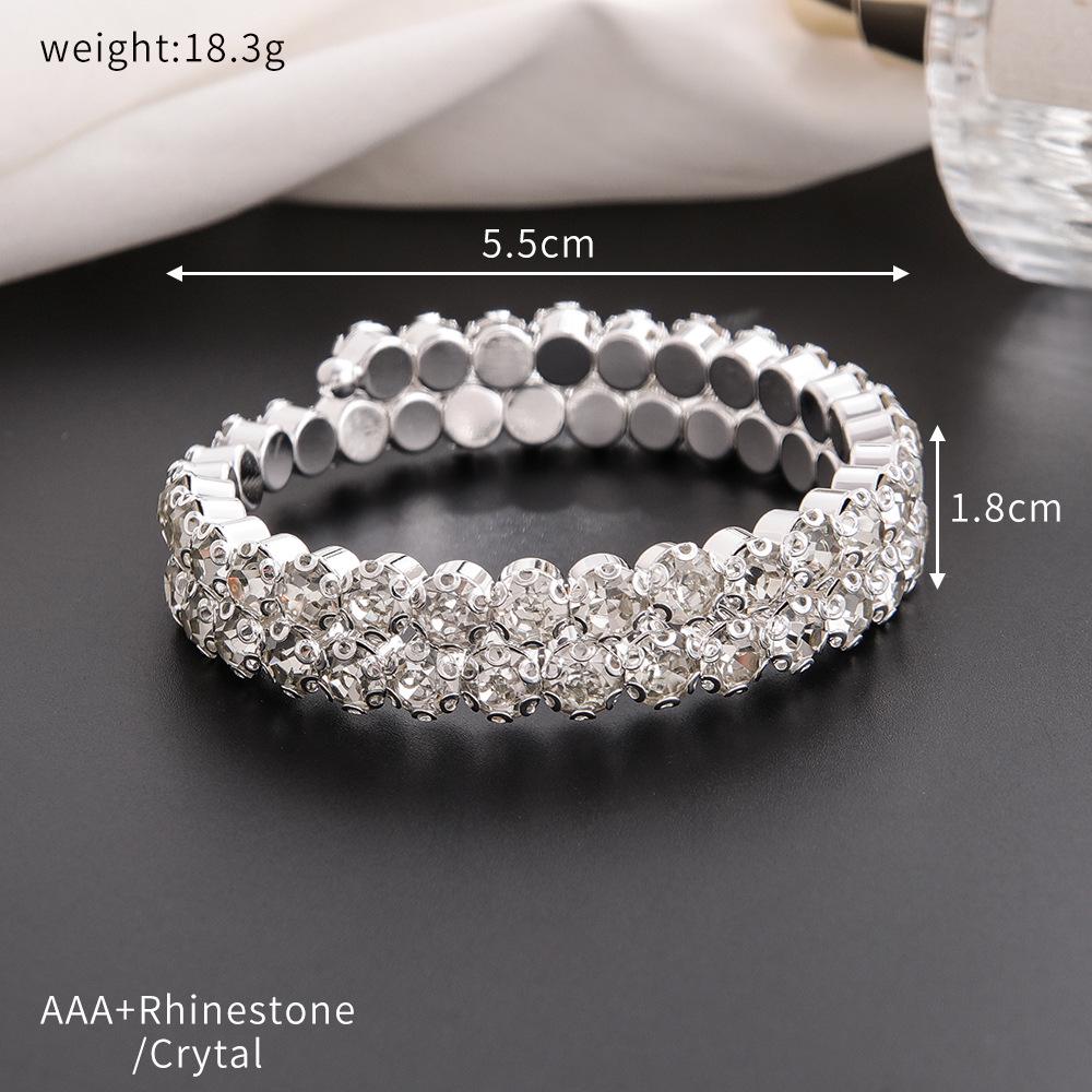 Rhinestone Elastic Arm Bracelet for Bride's Hand - Multi-Row Performance Jewelry B330