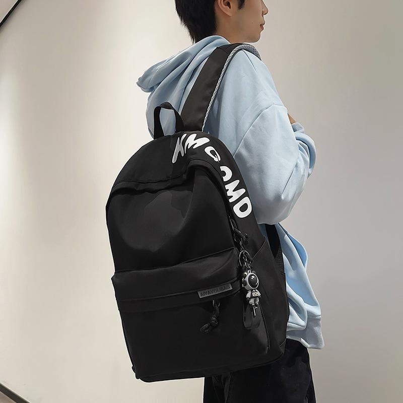 Japanese Trendy Cool Simple Letters Contrasting Colors Large Capacity Neutral Student Backpack 2025 New Junior High School Schoolbag