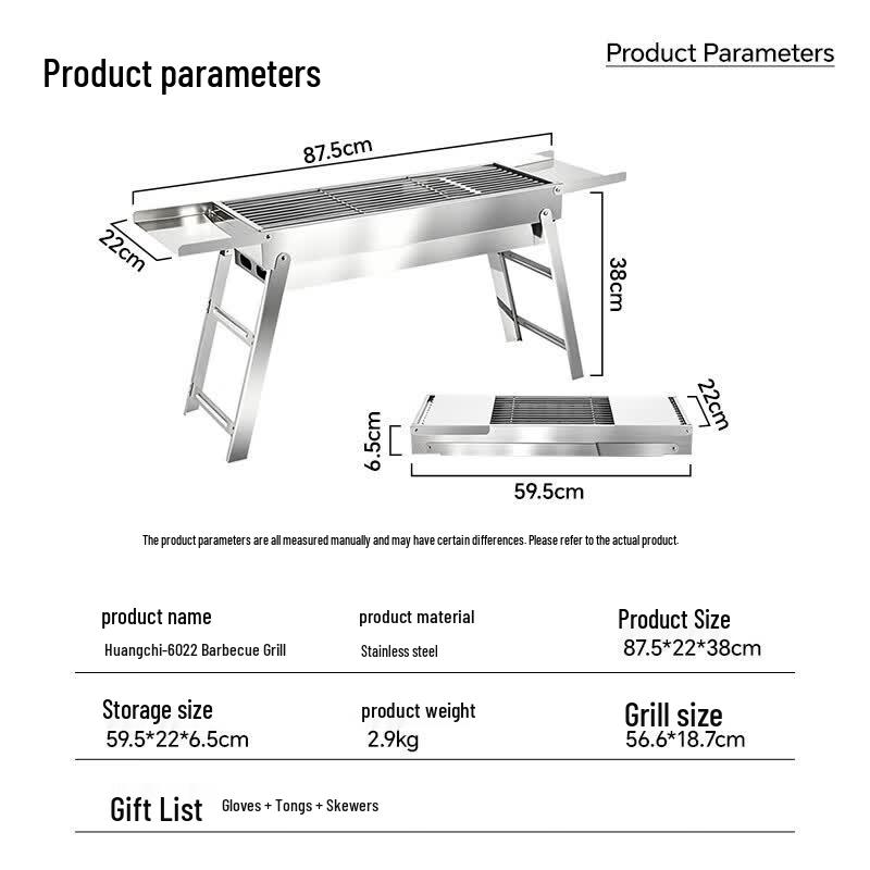 Portable Foldable Stainless Steel Charcoal BBQ Grill