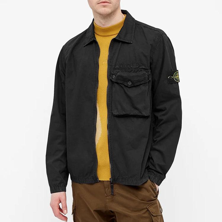 Stone Island Zip Pocket Overshirt Black Men Tops 7415117WN-V0129