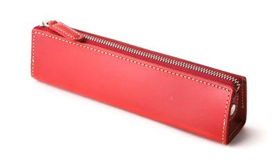 Leather Pencil Case for Students and Men and BT Zipper Pen Case Triangle Red [SLIP-ON] Professionals, Women, Slip-On M, Stand,