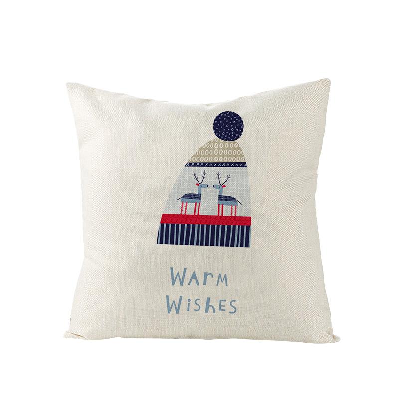 Home Polyester Pillow Cover Cartoon Digital Print Christmas Cushion Cover Living Room Sofa Cushion Cover