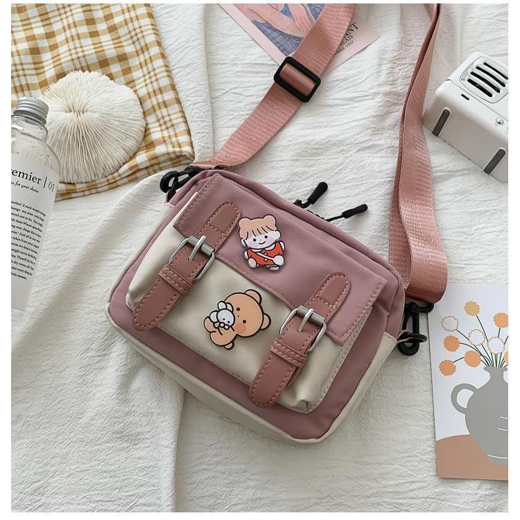 Koreansk lerret liten veske - Søt Harajuku-stil crossbody for jenter og studenter