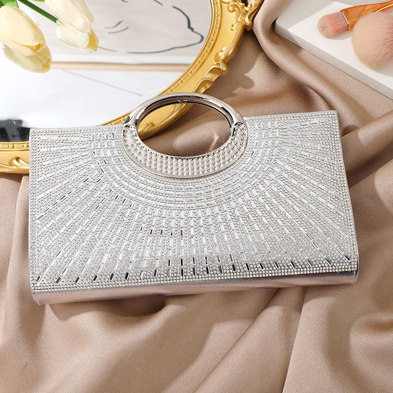 

Vintage Large Circle Handbag Diamonds Sparkling Bridal Evening Bag Party Fashion Crossbody Small Square Bag Wedding Clutch Purse