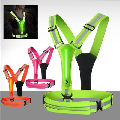 Chaleco reflectante LED para correr con luz, correas ajustables, chaleco de seguridad para ciclismo, recargable por USB, 3 modos de luz para correr de noche.
