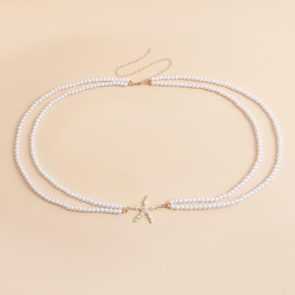 Starfish Pendant Pearl Waistband Jewelry Body Chain Fashion Belly Chain  Women