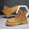Men's High-Top Boots Genuine Leather Breathable Work Boots Trendy Autumn Winter Ankle Boot