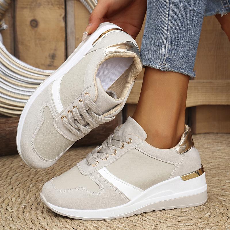 Fashion Women's Fashion Chunky Sneakers Lace Up Platform Casual Sports Shoes Woman Lightweight Non Slip Wedges Walking Shoes Plus Size