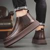 One-pedal Boots Men's Shoes Winter New Leather Surface Casual Breathable Retro High-top Thick-soled Versatile Men's Boots