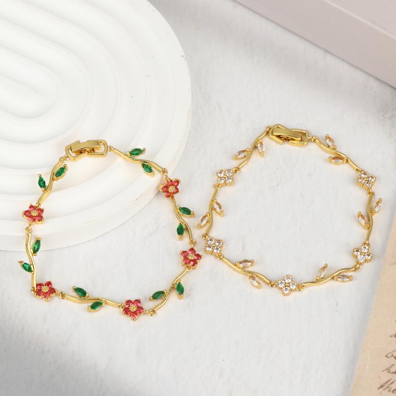 Multiple Color Flower  Branch Leaf Bracelet Dopamine Niche Women'S Bangle Jewelry Gifts