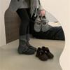 Retro suede inner heightening Mary Jane shoes women's 2024 winter small high-heeled plush warm fluffy cotton single shoes