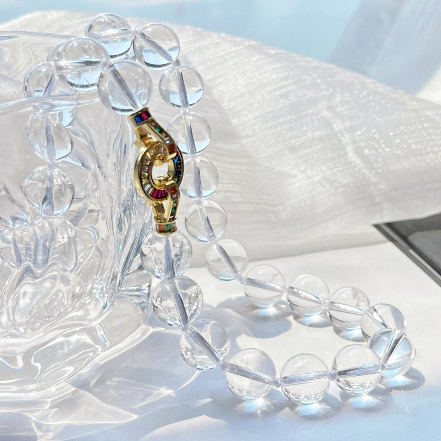 12Mm High Quality Natural White Crystal Necklace Clavicle Chain