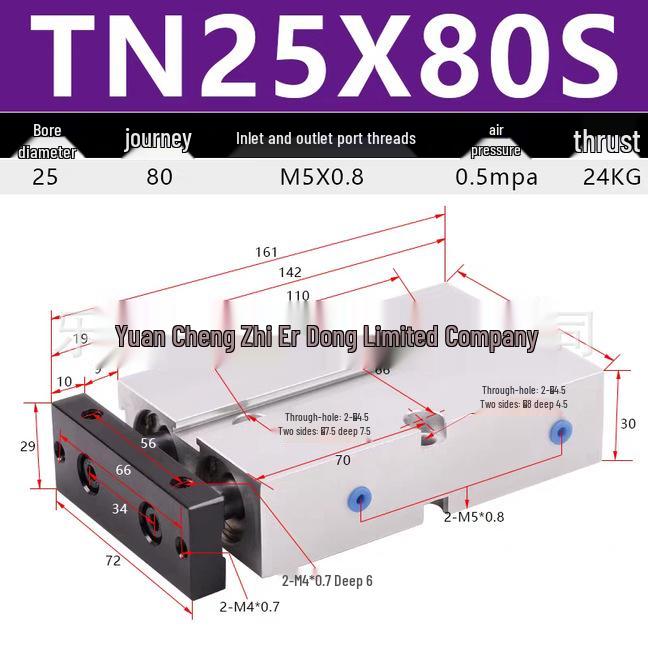 Double Shaft Pneumatic Cylinder with Dual Piston Rods TN10-40