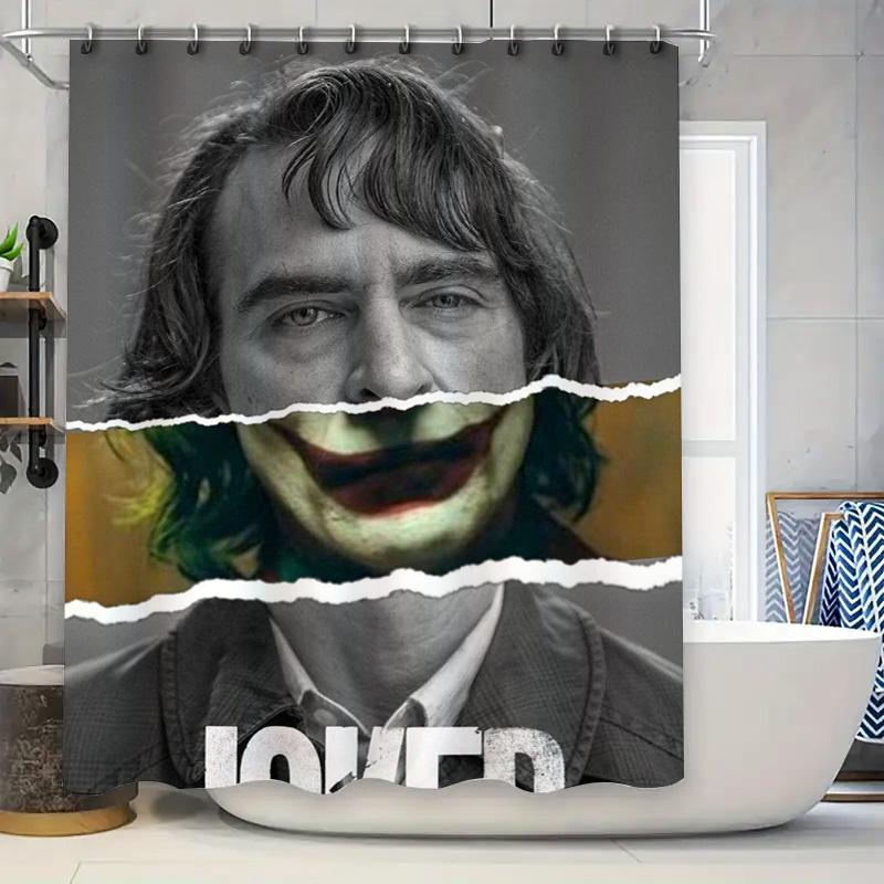 Unique Joker Design Waterproof Shower Curtain Heat Resistant Machine Washable Non-Transparent 180x180cm