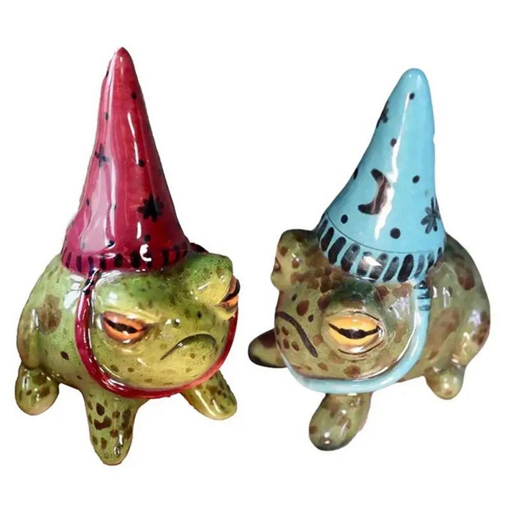 Small Cute Frog Statue Cartoon Resin Animal Ornament Funny Little Frog Statue  Bonsai