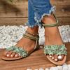 Fashion Flower Decoration Flat Sandals for Women Summer 2025 Lightweight Comfort Beach Shoes Woman Fashion White Floral Dress Sandalias