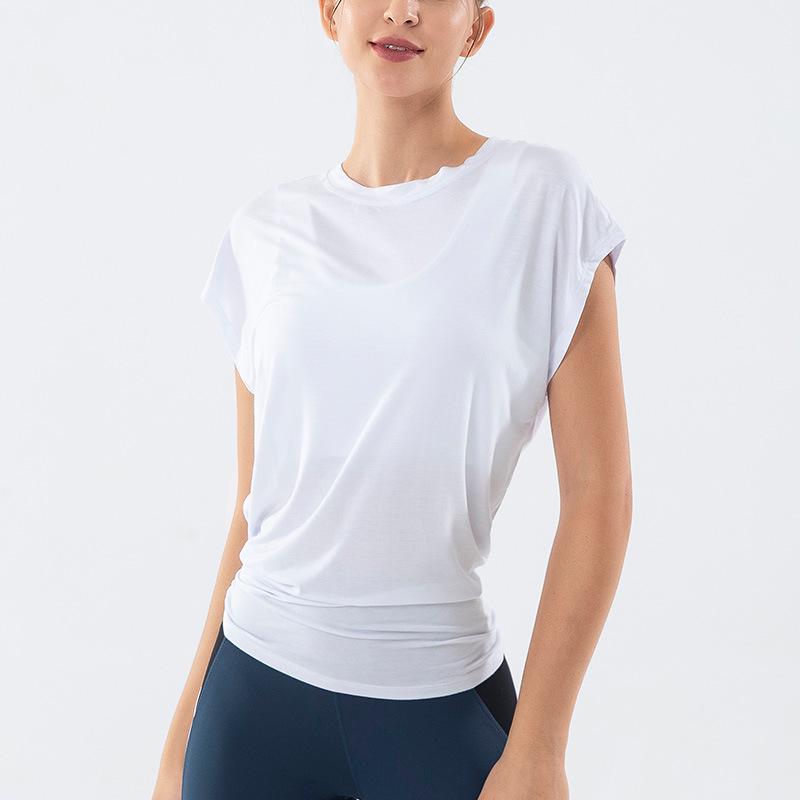 Women's Quick-Dry Yoga Top - Loose Fit, Stylish Back, Fitness T-Shirt