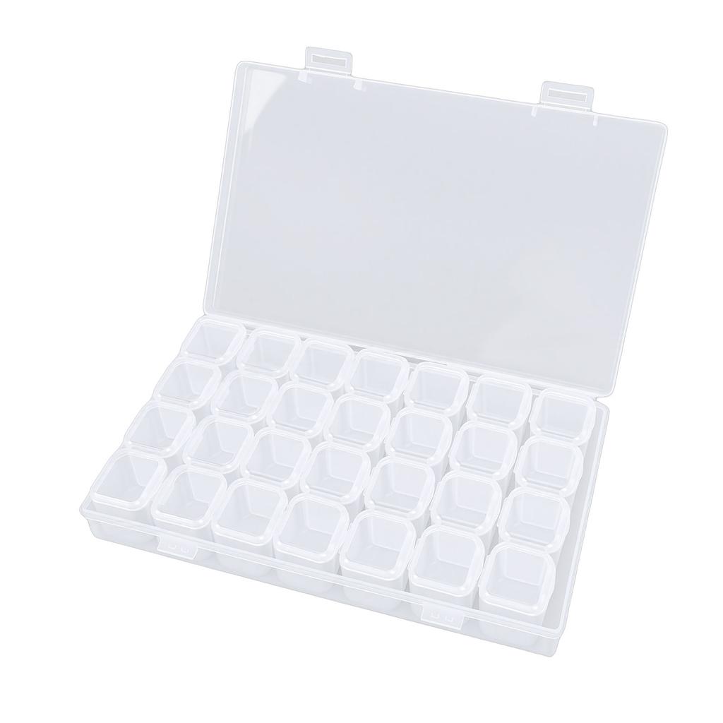28 Compartments Nail Art Tool Box Transparent Jewelry Accessories Nail Tool Organizer with Snap Closure