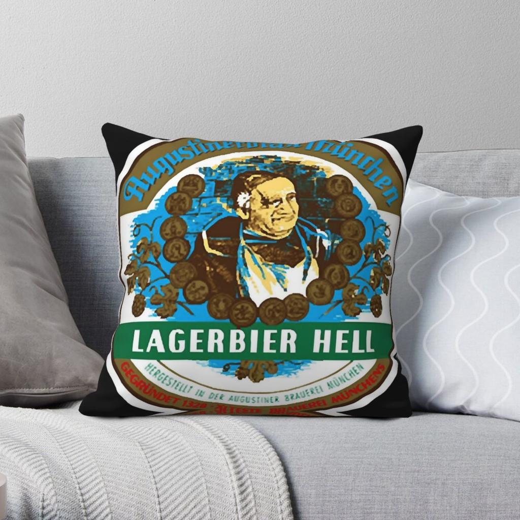 Augustiner Lagerbier Hell Pivo Čtvercový povlak na polštář Polyester Len Samet Tištěný Zip Dekorativní povlak na polštář Domácí potah na polštář
