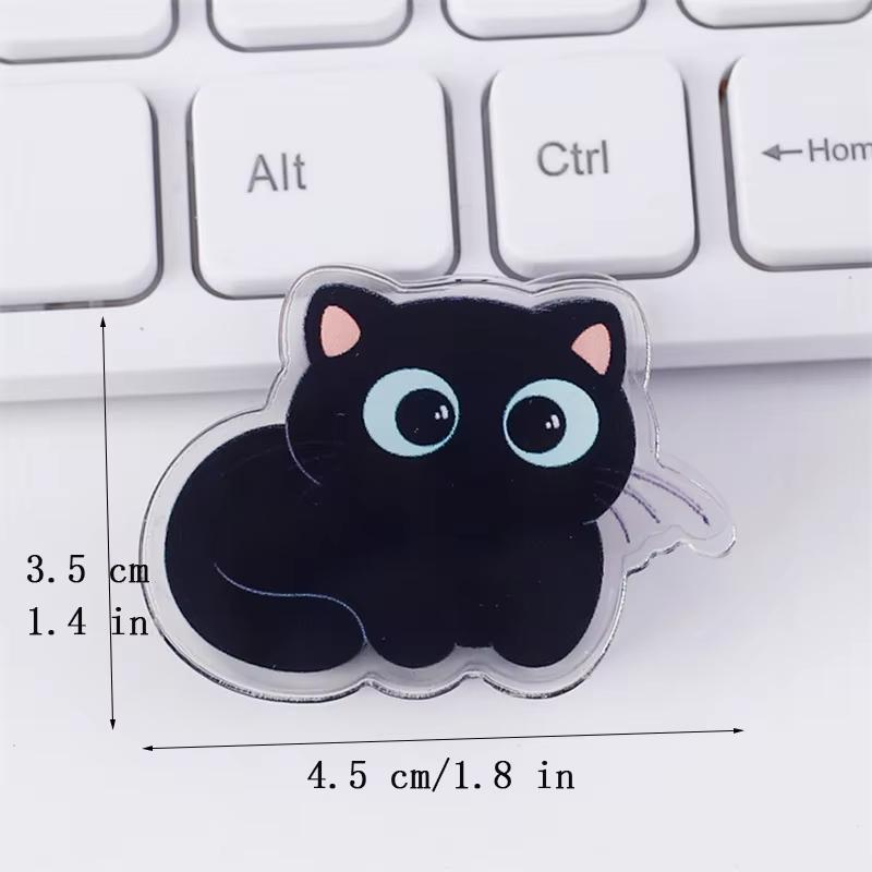 7Pcs Cute Cartoon Cat Pp Clip Acrylic Double-Sided High-Definition Pattern Paper Clip Stationery Supplies