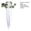 Easy Install Car Flowers Wedding Door Handle Flower with Ribbon Tie And Green Leaves, White Artificial Full Set Trim Rose Rearview Mirror Bouquet for