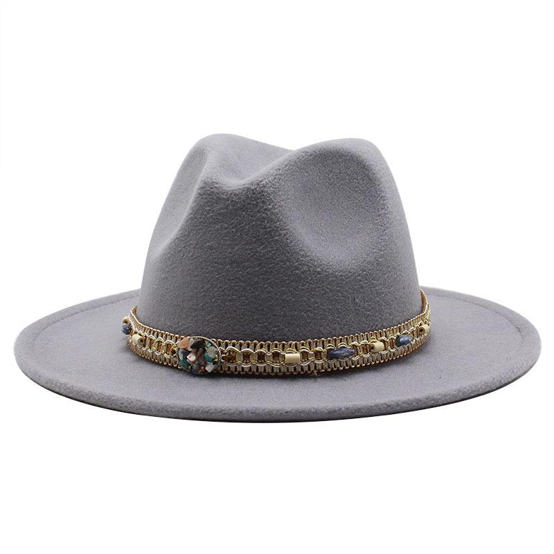 

Jazz Hat Season Retro Top Hat Men S And Women S Woolen Hats L（59-61cm） світло-сірого кольору