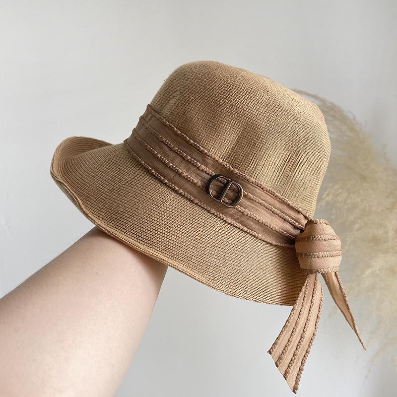 

Hat women s spring and summer sunshade fashion bucket hat small upturned edge basin hat travel sunscreen show face small top hat bow tide Adult hat circumference (55-59cm) верблюд