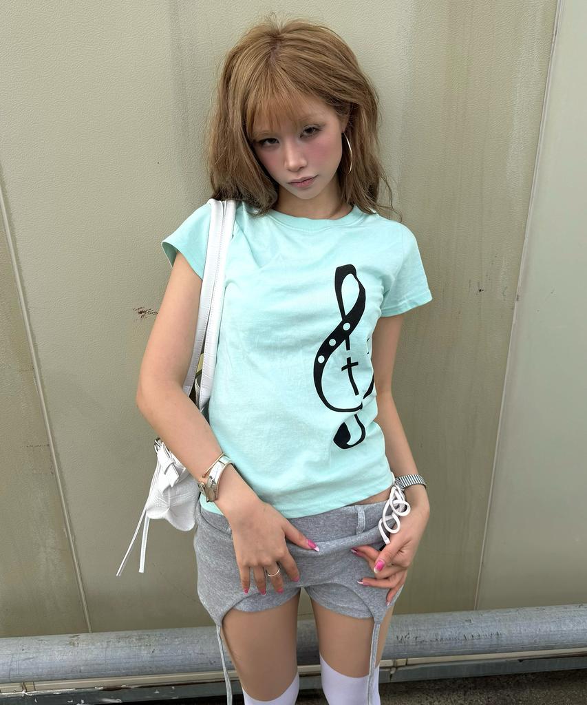 FANCY CLUB Clef Symbol Tee (Mint) F26Qb143
