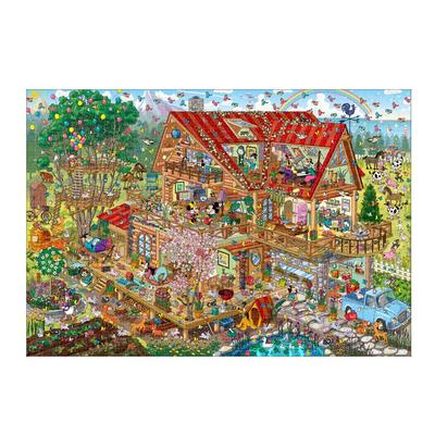 Tenyo In 1000 Piece Jigsaw Puzzle Disney Mickey Friends Lively Log House Comes with Glue and Spatula Service Card Included [Made Japan] & (51x73.5cm)