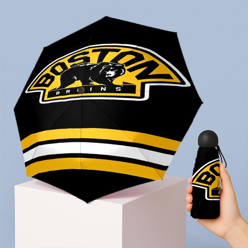 Boston Bruins Printed 5?Fold Mini Umbrella 8?Rib Windproof Compact Umbrella For Women Pocket Carry