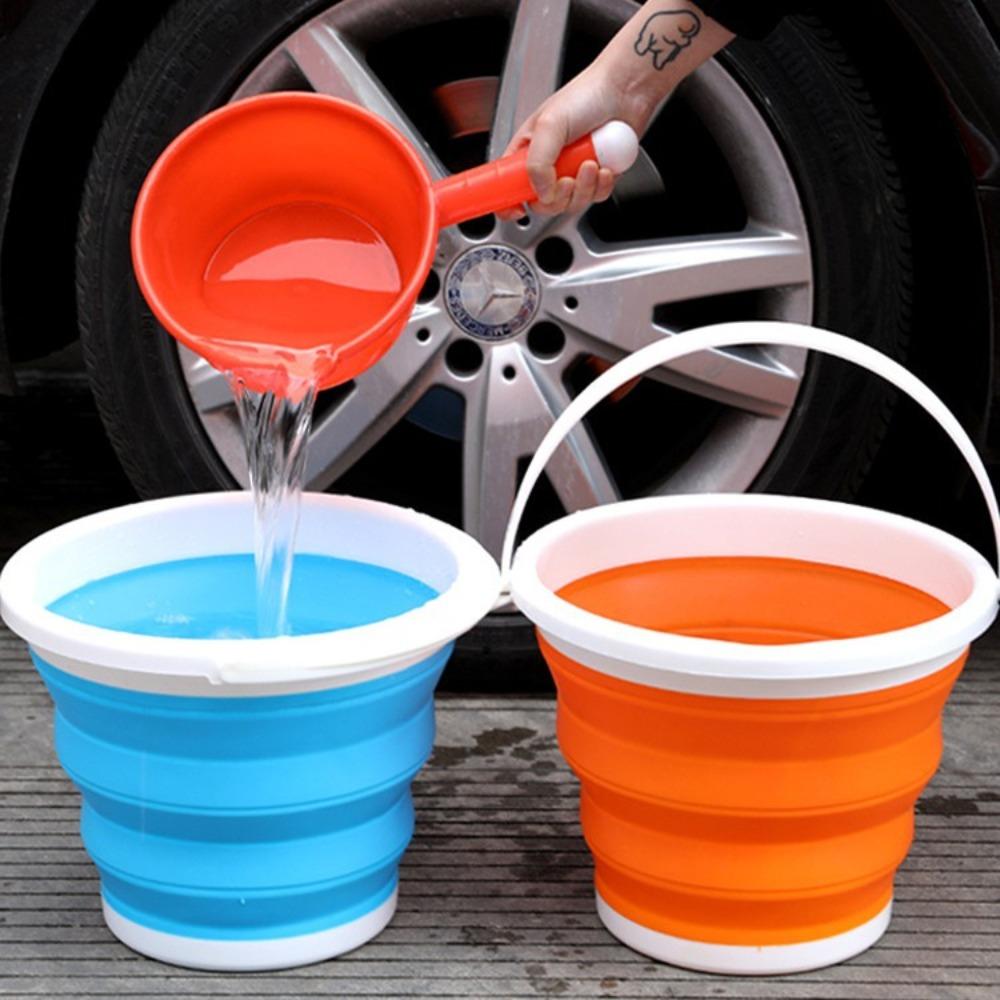 5/10L Thickened Silicone Bucket Water Storage Kitchen Camp Bucket  for Car Washing